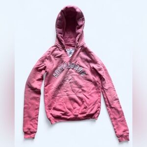 Abercrombie & Fitch Pink Hoodie Y2K Pullover Logo Sweatshirt small xl Vtg 2000s